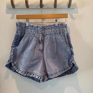 Sea New York Dax Blue Denim High-Rise Ruffle Shorts size 4